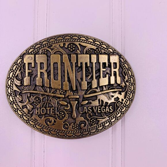 Unbranded Accessories - NOT FOR SALE        Frontier Hotel Las Vegas Brass Belt Buckle0‎